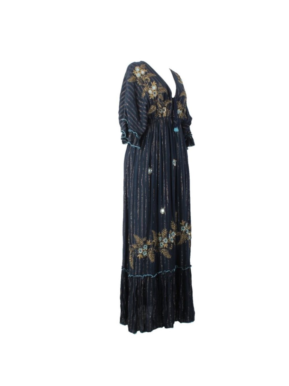 Palak Dress NEW Moda Polak Sz Free Size Navy Blue Embroid Sequin 100% Viscose - Picture 4 of 10
